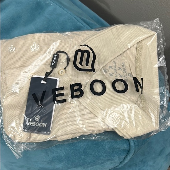 👕 Veboon Mens medium cream cotton flex polo shirt - Picture 2 of 15